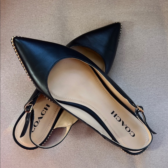 Coach Black Pointed Slingback Heels - Picture 5 of 5